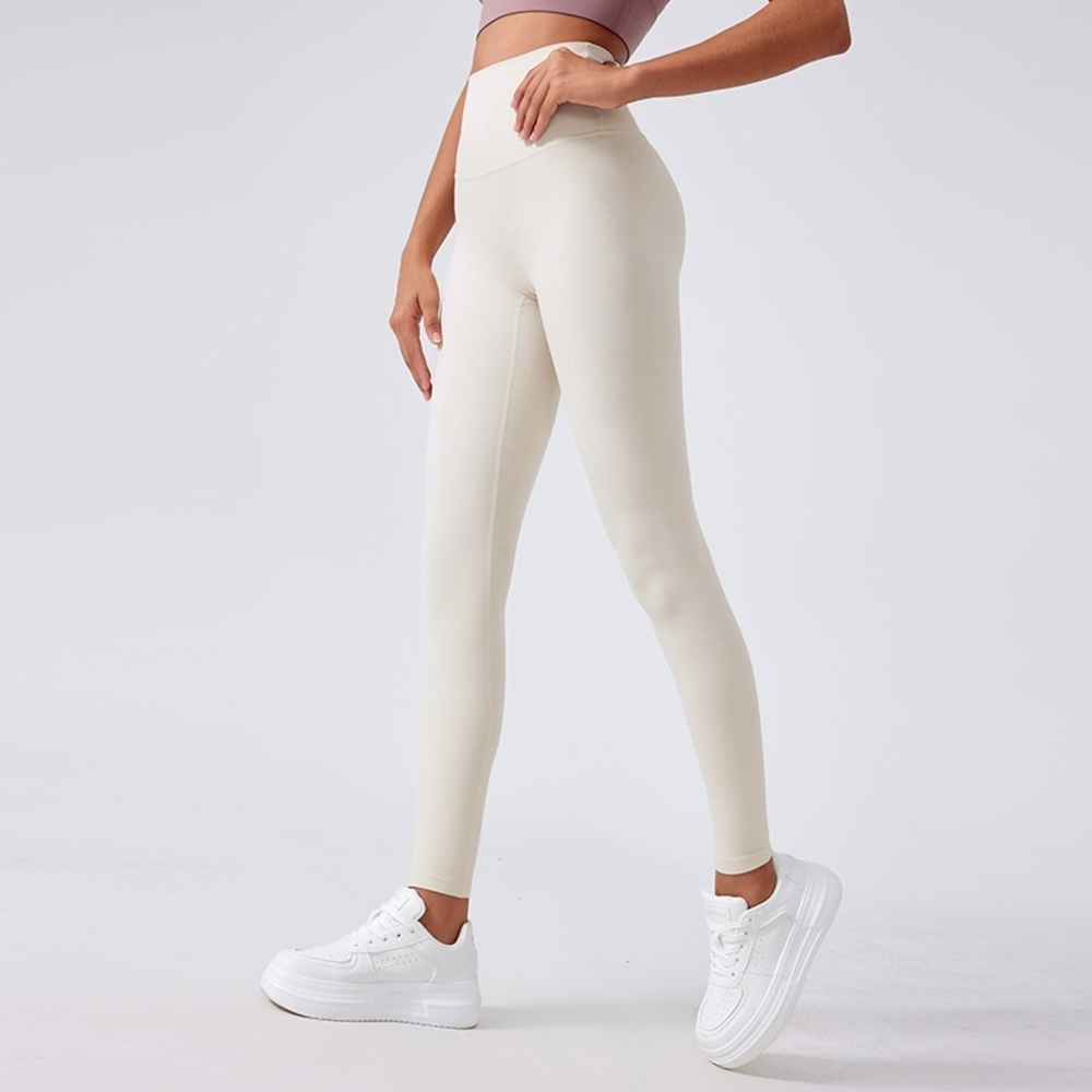 Women's Cream High-Waisted Leggings - Picture 3 of 4